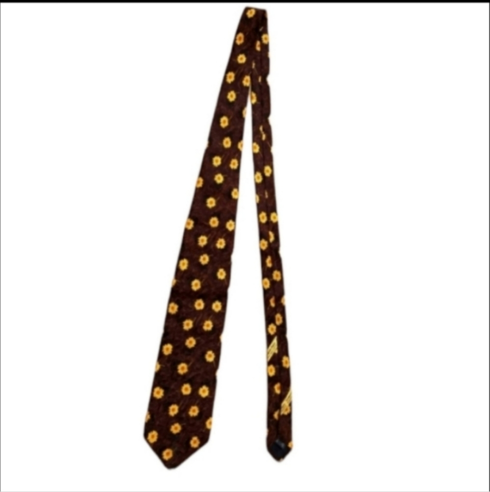 Ermenegildo Zegna brown yellow floral neck tie